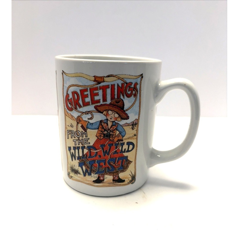 Vintage Mary Engelbreit "Greetings From The Wild Wild West" Me Coffee Mug/12 oz.